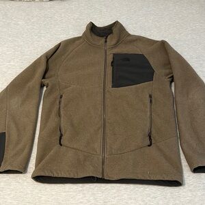 North Face brown men’s fleece jacket size L.